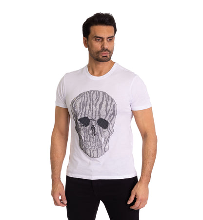 Herren T-Shirt, Body Fit, Strass Druck "Totenkopf", Modell T39