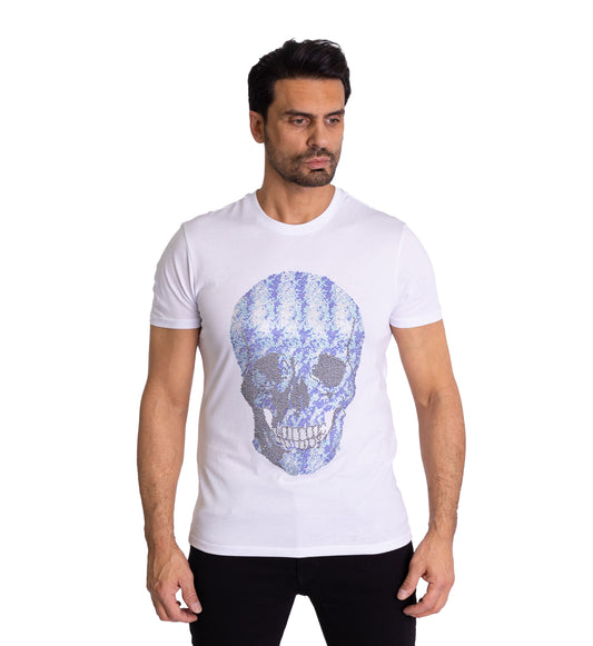 Herren T-Shirt, Body Fit, Strass Druck "Totenkopf", Modell T40