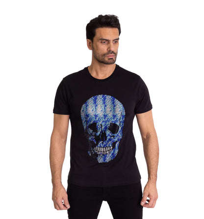 Herren T-Shirt, Body Fit, Strass Druck "Totenkopf", Modell T40