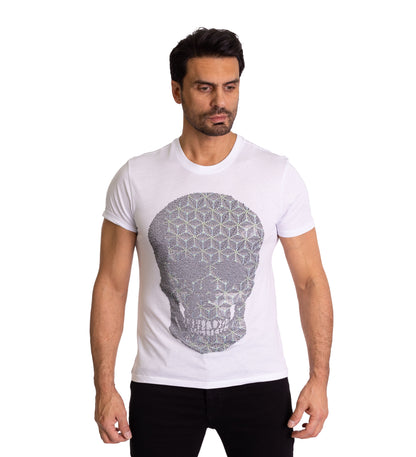 Herren T-Shirt, Body Fit, Strass Druck "Totenkopf", Modell T41