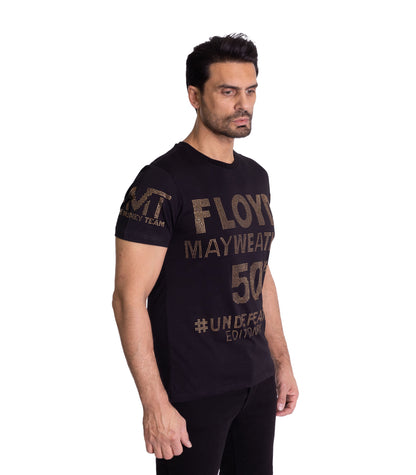 Herren T-Shirt, Body Fit, Gold Strass Statement Druck, Modell T42