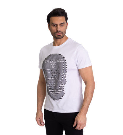 Herren T-Shirt, Body Fit, Strass Druck "Totenkopf", Modell T43