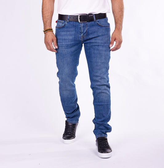 Herren Jeans Regular Fit, Stonewashed Look, Modell T3009, Blau