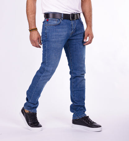 Herren Jeans Regular Fit, Stonewashed Look, Modell T3009, Blau