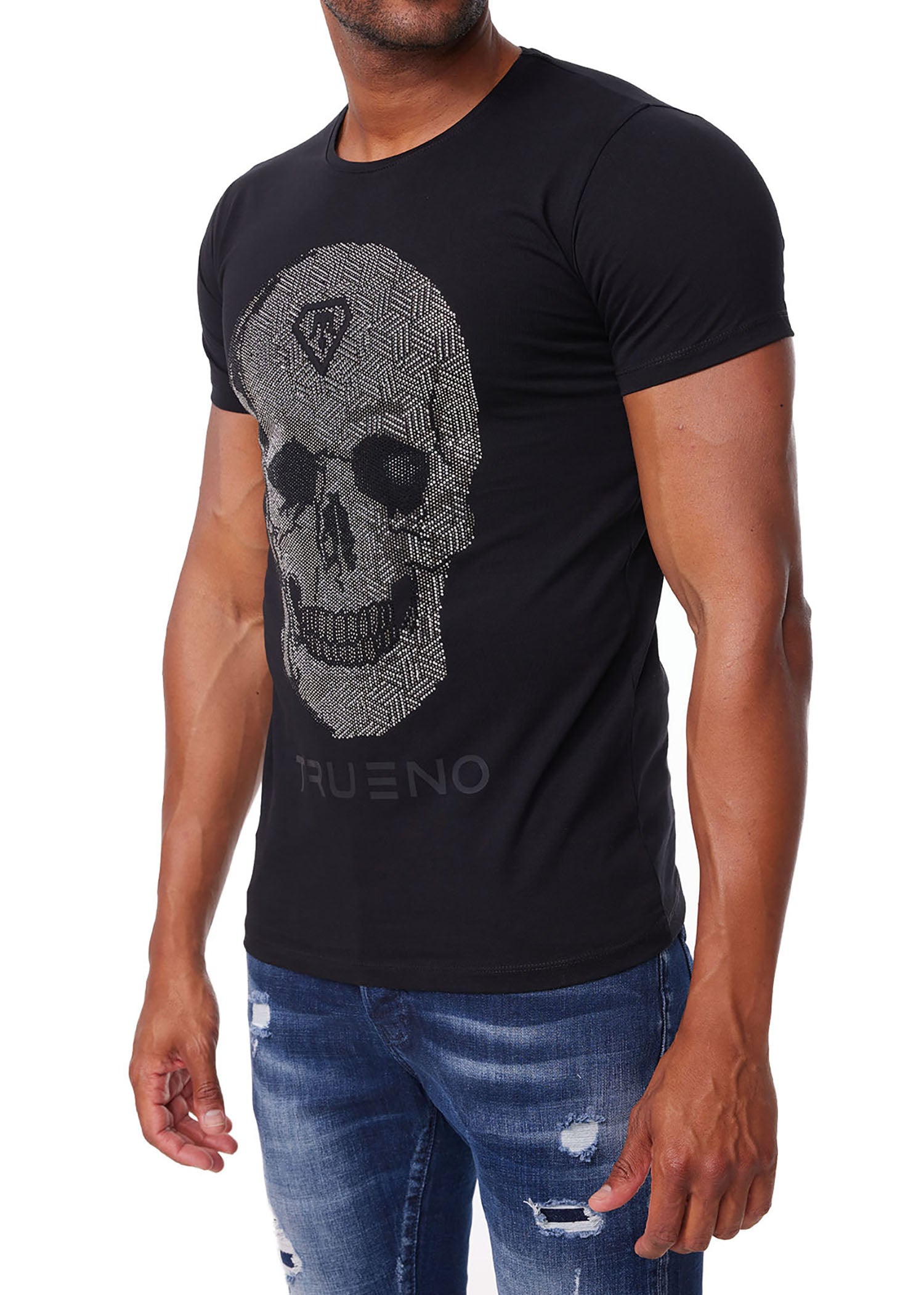 Kaufe Street Fashion T-Shirt Totenkopf-Muster mit Tattoo-Effekt ist cooler  Herren-Damen-Kurzarm-T-Shirt Leica Polyester-T-Shirt
