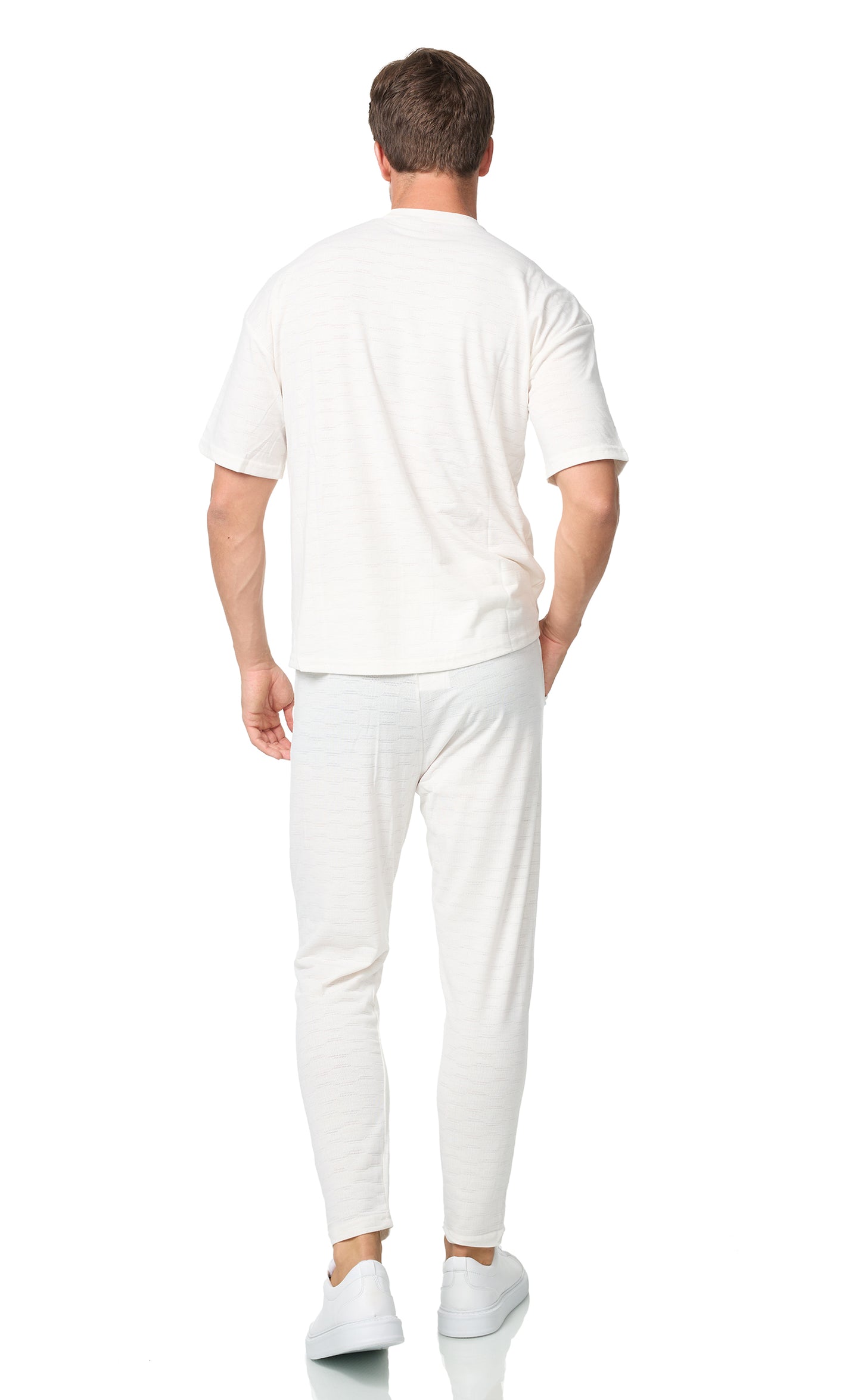 Men's Co-Ord, T-shirt & jogger trousers, oversize fit, model 5105, white