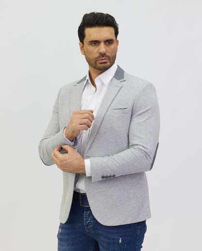 DENIM DISTRIQT Herren Sakko, Jersey Blazer, Slim Fit, Modell DQ1308, Grau