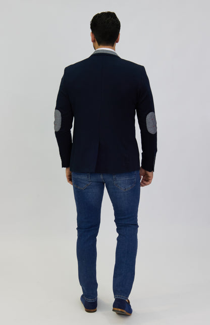 DENIM DISTRIQT Herren Sakko, Jersey Blazer, Slim Fit, Modell DQ1308, Blau