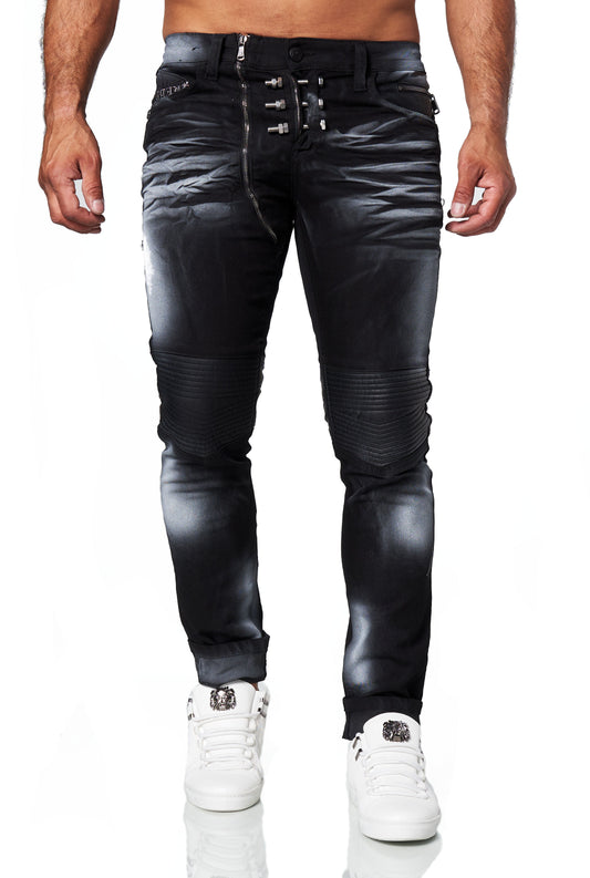 KINGZ Schraubenjeans Biker Jeans Herren