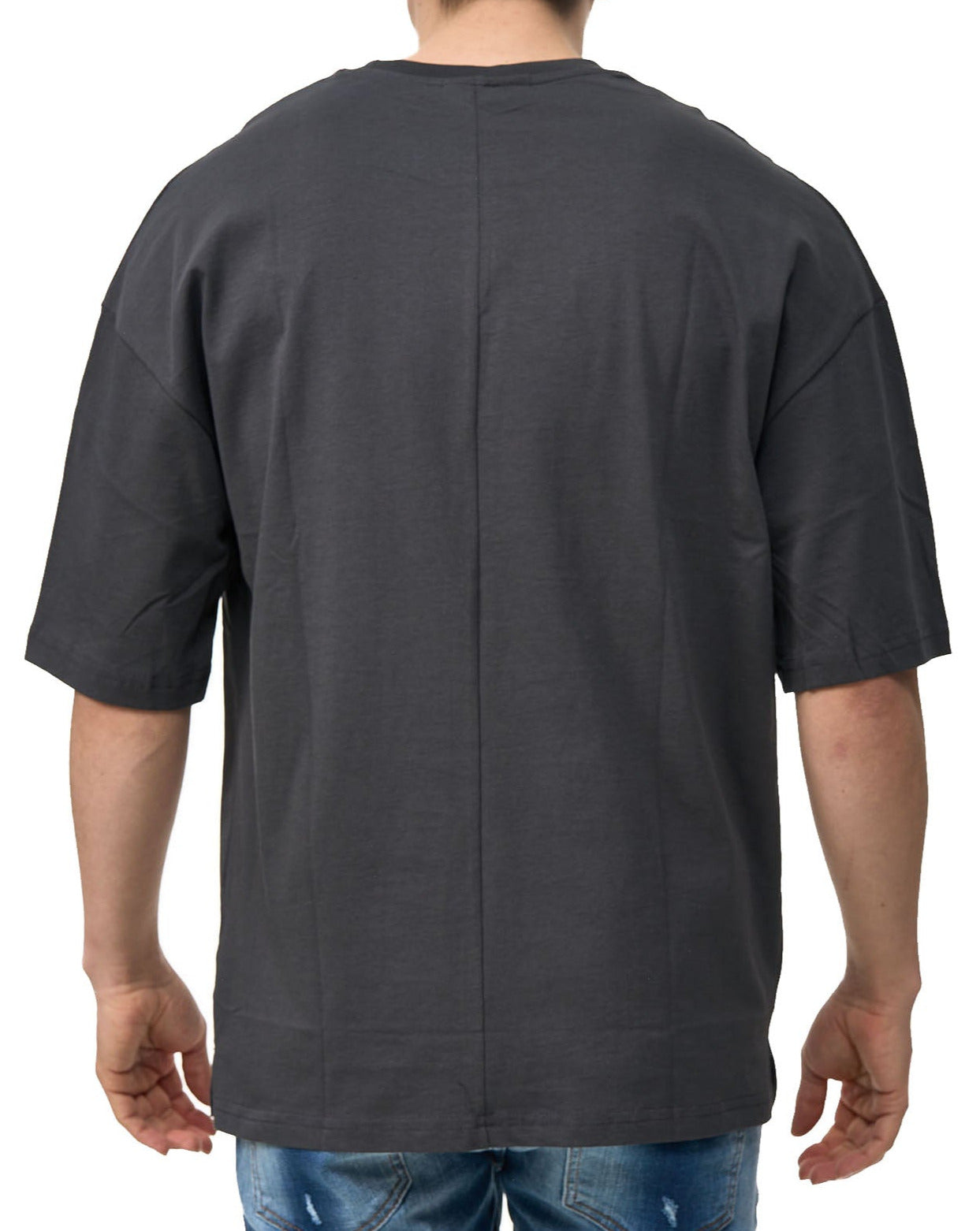 Herren T-Shirt, Oversize Fit, Druck auf Vorderseite, Modell C697, Weiss oder Dunkelgrau