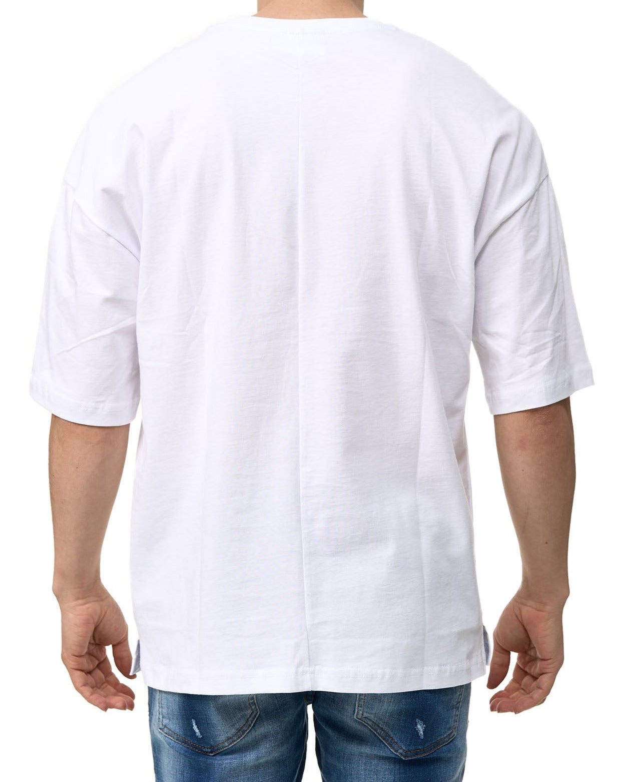 Herren T-Shirt, Oversize Fit, Druck auf Vorderseite, Modell C697, Weiss oder Dunkelgrau