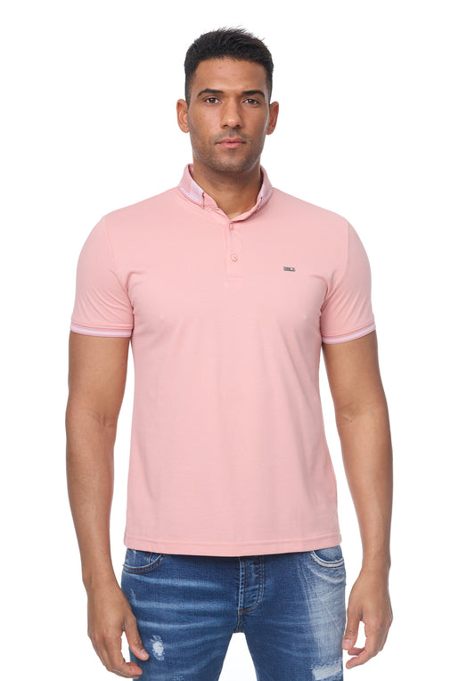 Men's polo shirt, slim fit, model 1169, brown, light pink, pink, bordeaux
