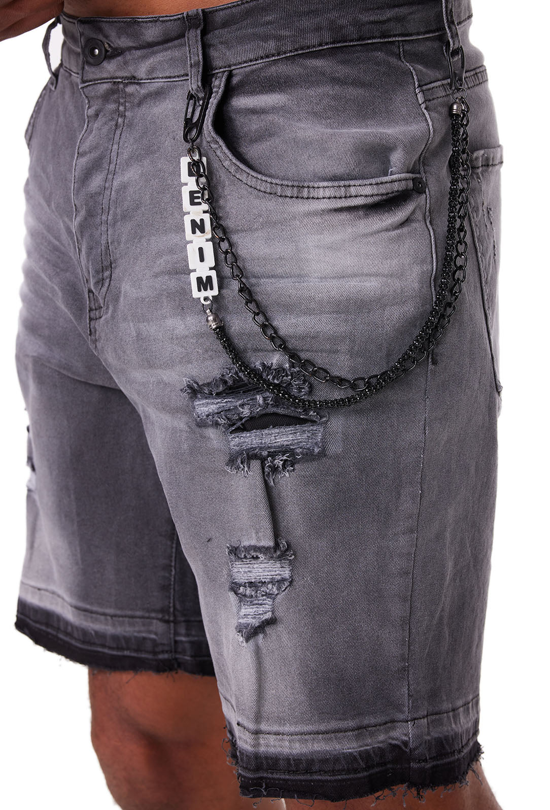 Herren Jeans Shorts, Used Look, Regular Fit, Model DH1004, Grau