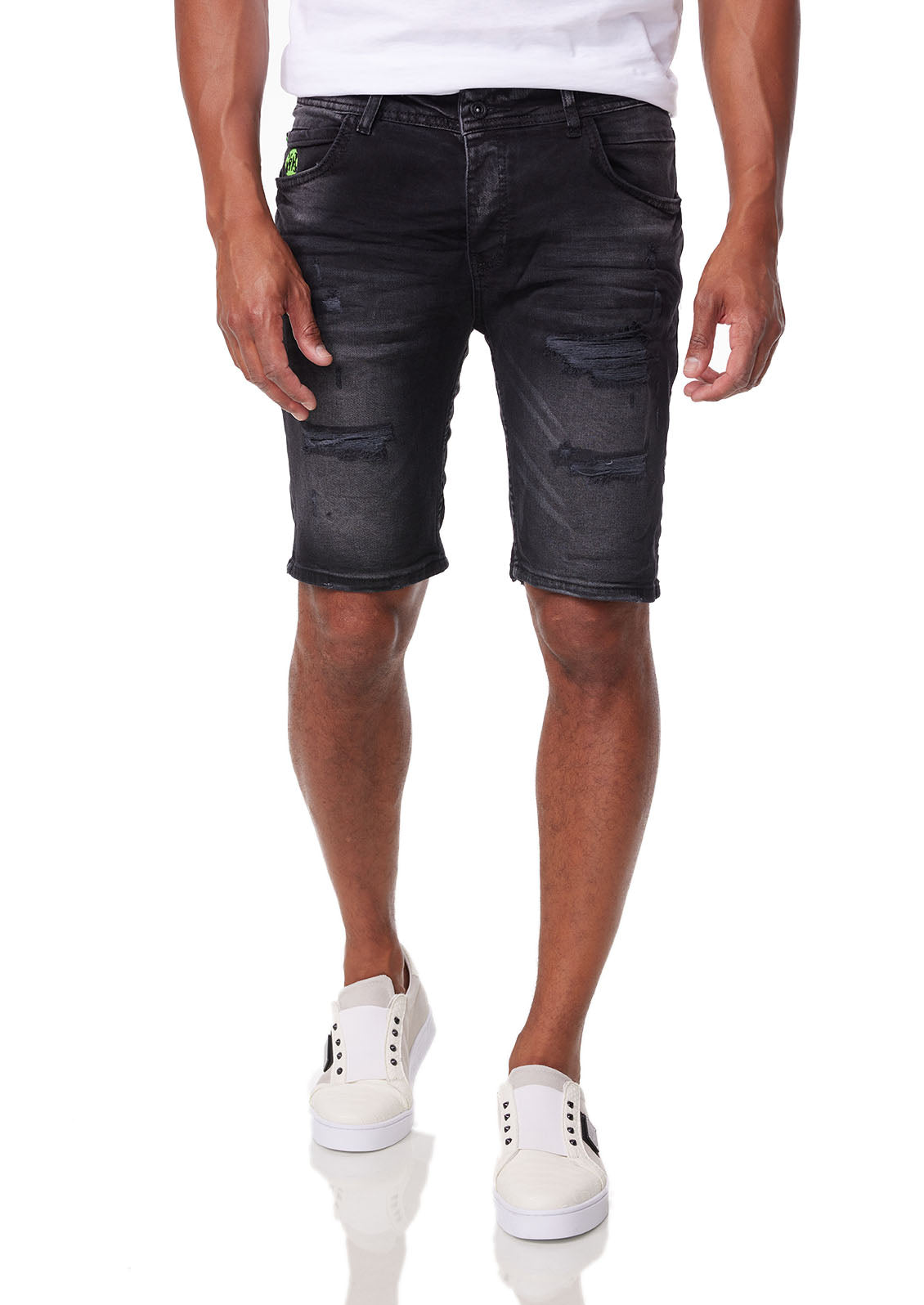 Herren Jeans Shorts, Used Look, Regular Fit, Model DH1006, Blau oder Schwarz