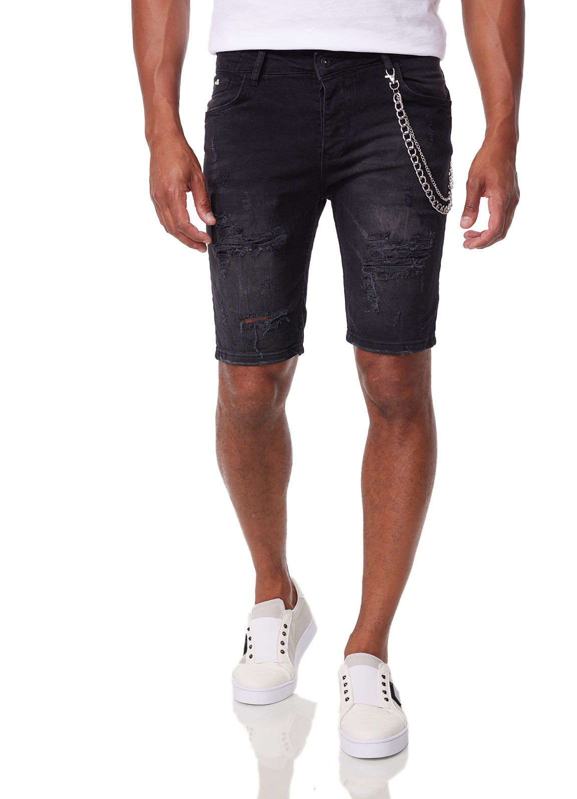 Herren Jeans Shorts, Used Look, Regular Fit, Model DH1025, Hellblau oder Schwarz