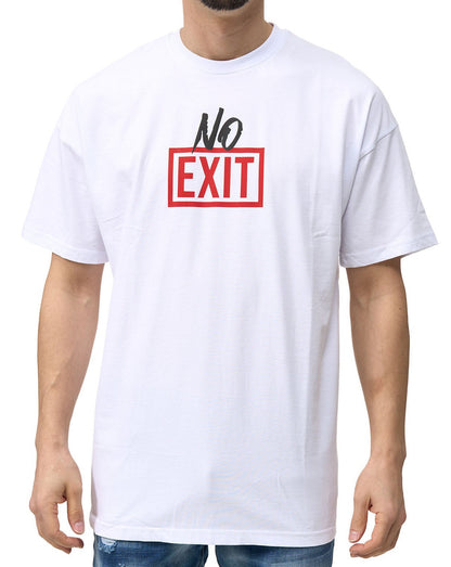 Herren T-Shirt, Oversize Fit, "NO EXIT" Druck auf Vorderseite, Modell Y078,  Weiss oder Schwarz