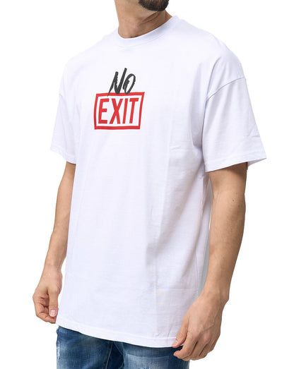 Herren T-Shirt, Oversize Fit, "NO EXIT" Druck auf Vorderseite, Modell Y078,  Weiss oder Schwarz