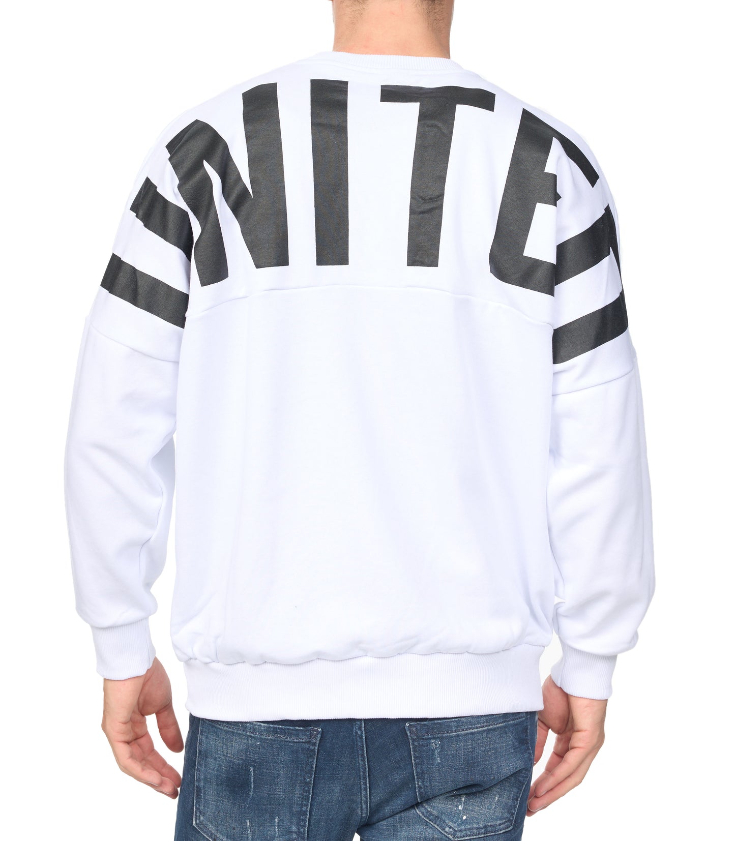 Men's sweater - sweatshirt, oversize fit, with print, model K053, white or black