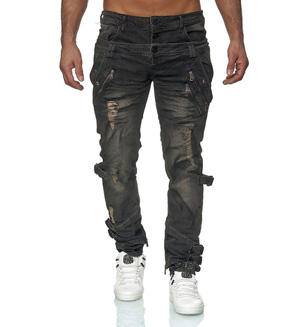 Kingz Designerjeans mit Schnallen