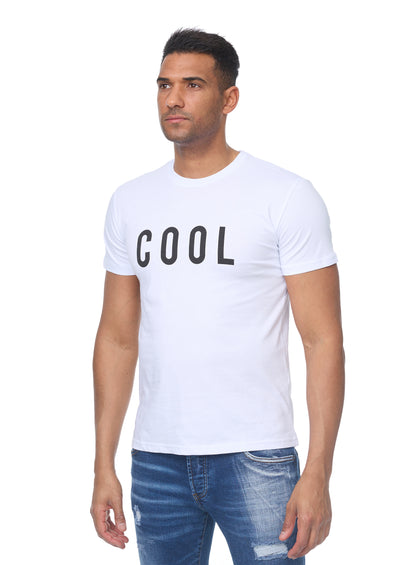 Herren T-Shirt mit Druck "COOL", Slim Fit,  Modell 2006, Weiß oder Schwarz