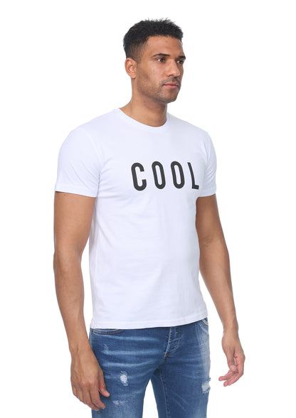 Herren T-Shirt mit Druck "COOL", Slim Fit,  Modell 2006, Weiß oder Schwarz