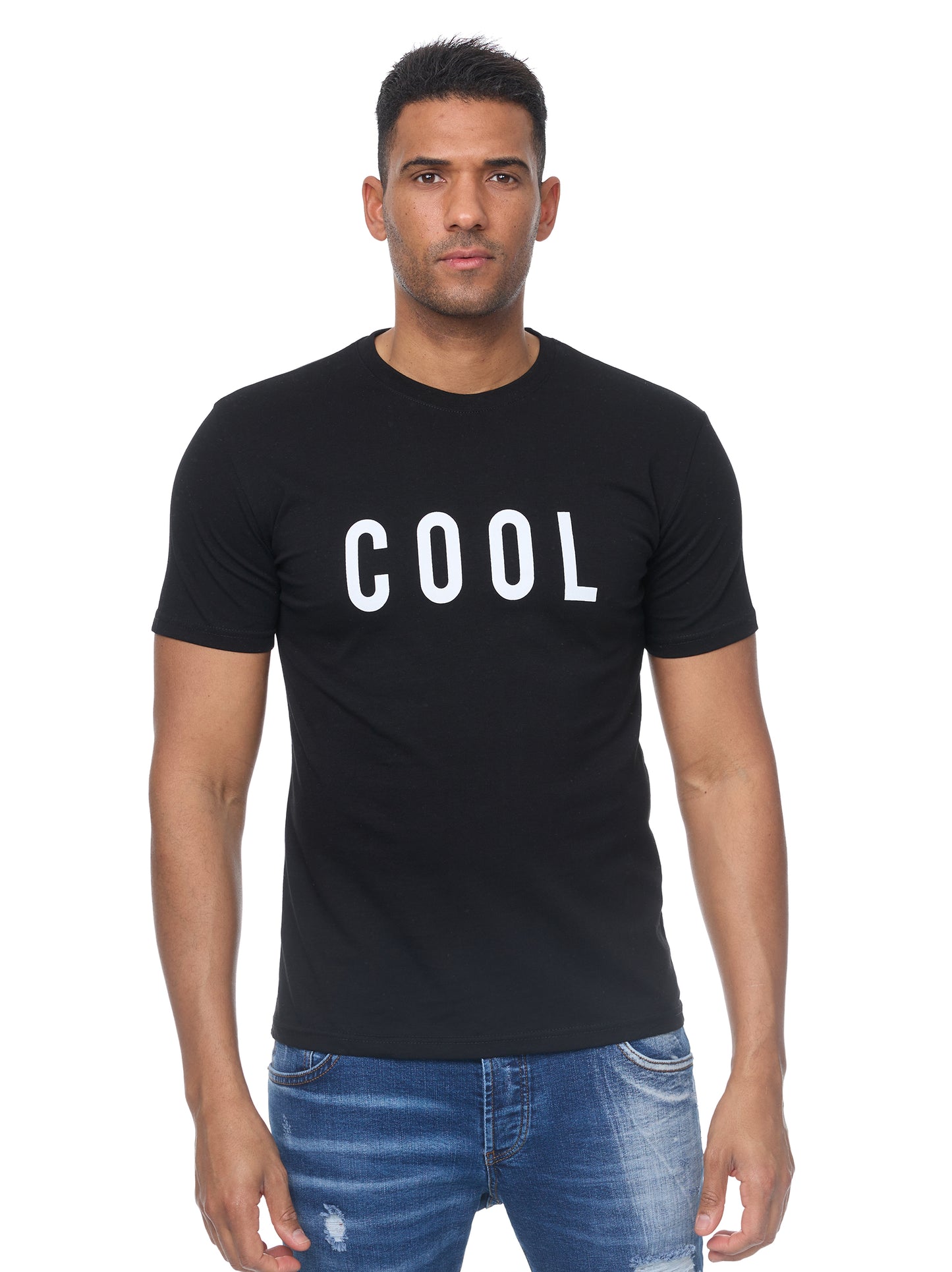 Herren T-Shirt mit Druck "COOL", Slim Fit,  Modell 2006, Weiß oder Schwarz