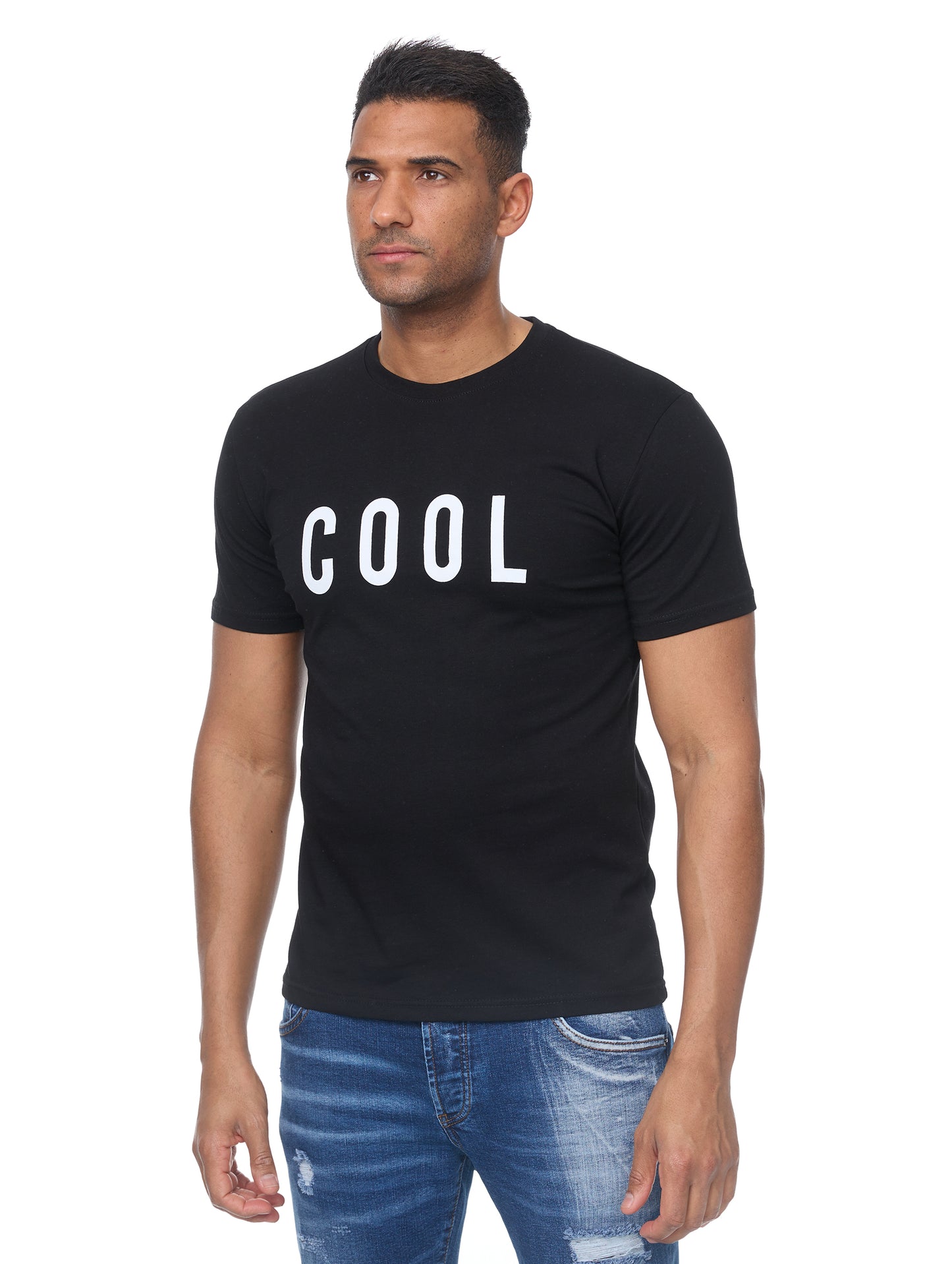 Herren T-Shirt mit Druck "COOL", Slim Fit,  Modell 2006, Weiß oder Schwarz