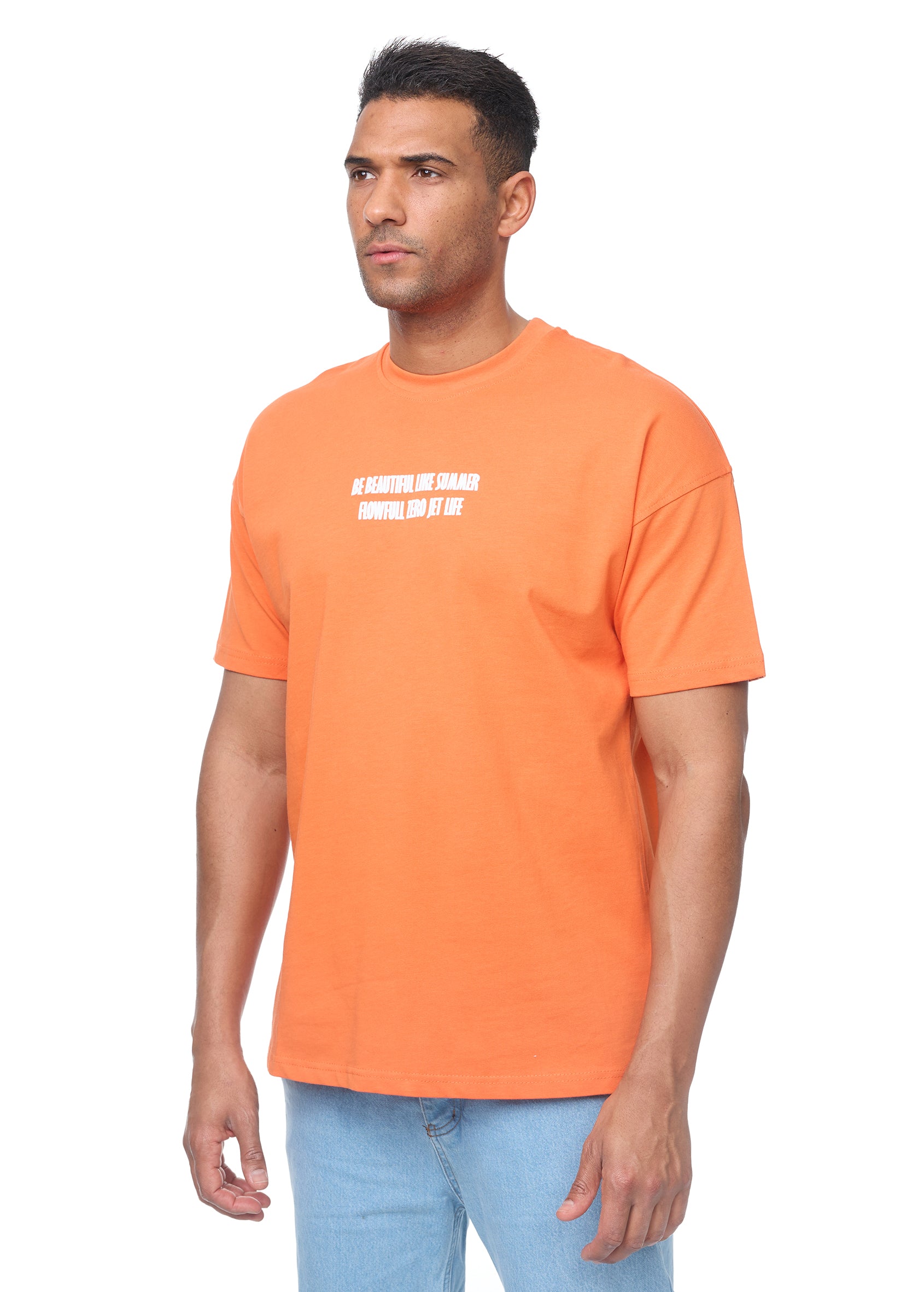 Men's T-shirt, oversize fit, model S663, white or orange