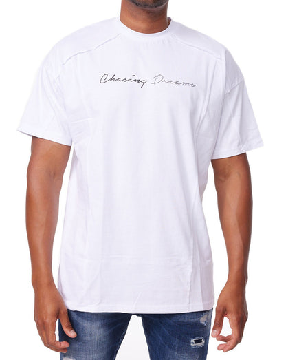 Men's T-shirt, oversize look, with cool lettering, model Y263, white